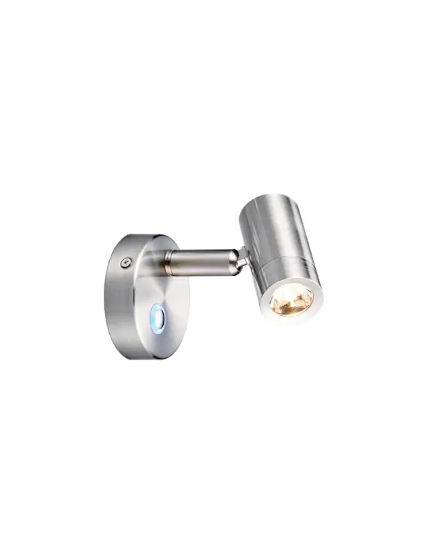 Spot LED orientabile Robo, alluminio nichelato, dimmer touch, 10-30V 1W Prezzo Conveniente