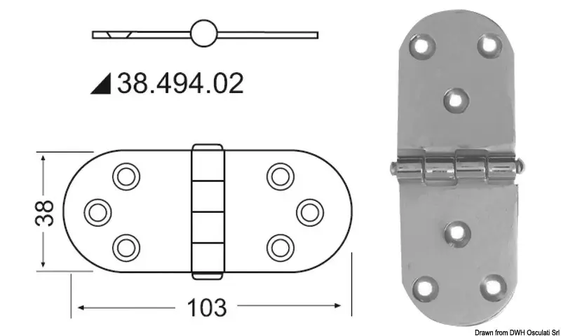 Direttamente Dal Produttore Cerniera inox 103x38 mm sporgente