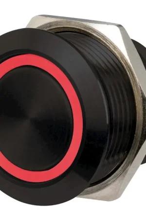Interruttore FLAT inox nero ON Momentaneo - OFF12/24V RBW [pcs: 10] Subito Disponibile